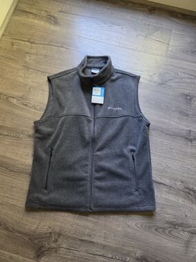 Columbia Men's Size L Dark Gray Fleece Vest - Full Zip